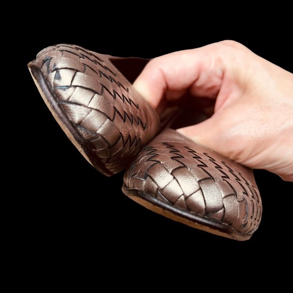 Renzo Fontanelli Stanley Eisenman’s Shoes Braid Woven Leather Metallic Taupe 6 B - Picture 11 of 11